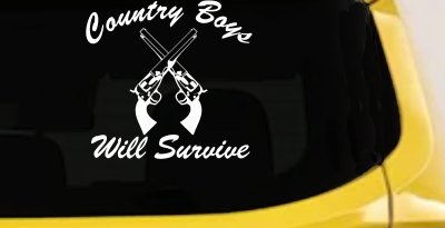 Country Boys Will Survive Crossed Guns Decal Sticker for Car Truck Window