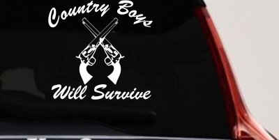 Country Boys Will Survive Crossed Guns Decal Sticker for Car Truck Window