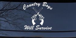 Country Boys Will Survive Crossed Guns Car or Truck Window Decal Sticker