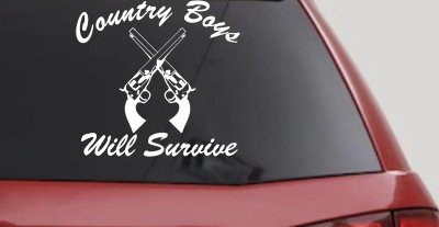 Country Boys Will Survive Crossed Guns Decal Sticker for Car Truck Window