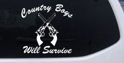 Country Boys Will Survive Crossed Guns Car or Truck Window Decal Sticker