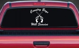 Country Boys Will Survive Crossed Guns Car or Truck Window Decal Sticker