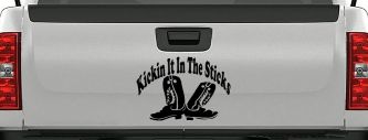Kicking It In The Sticks Country Farm or Ranch Car or Truck Window Decal Sticker (Black)