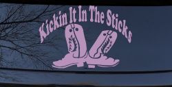 Kicking It In The Sticks Country Farm or Ranch Car or Truck Window Decal Sticker (Lilac)