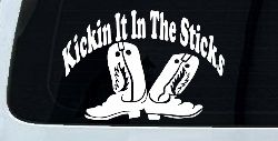 Kicking It In The Sticks Country Farm or Ranch Car or Truck Window Decal Sticker