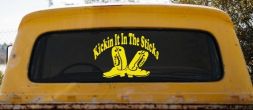 Kicking It In The Sticks Country Farm or Ranch Car or Truck Window Decal Sticker (Yellow)