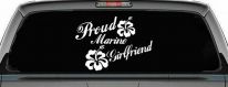 Proud Marine Girlfriend Hibiscus Flowers Military Car or Truck Window Decal Sticker
