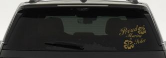 Proud Marine Sister Hibiscus Flower Decal for Car or Truck (Gold)