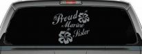 Proud Marine Sister Hibiscus Flowers Military Car or Truck Window Decal Sticker (Telegrey)