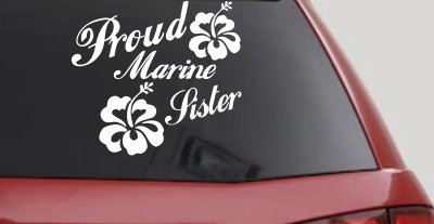 Proud Marine Sister Hibiscus Flower Decal for Car or Truck