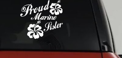 Proud Marine Sister Hibiscus Flower Decal for Car or Truck