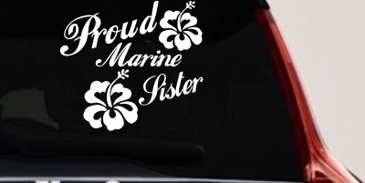 Proud Marine Sister Hibiscus Flower Decal for Car or Truck
