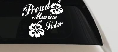 Proud Marine Sister Hibiscus Flower Decal for Car or Truck
