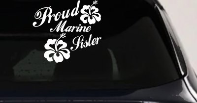 Proud Marine Sister Hibiscus Flower Decal for Car or Truck