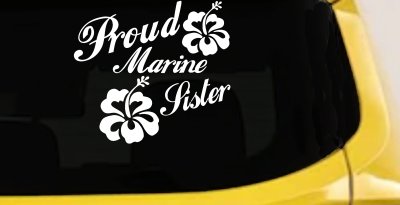 Proud Marine Sister Hibiscus Flower Decal for Car or Truck