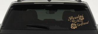 Proud Air Force Girlfriend Hibiscus Flowers Military Car or Truck Window Decal Sticker (Light Brown)