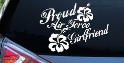 Proud Air Force Girlfriend Hibiscus Flowers Military Car or Truck Window Decal Sticker