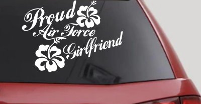 Proud Air Force Girlfriend Hibiscus Decal - Military Car Sticker
