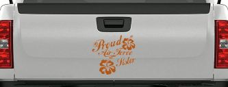 Proud Air Force Sister Hibiscus Flowers Military Car or Truck Window Decal Sticker (Nut Brown)
