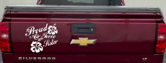 Proud Air Force Sister Hibiscus Flowers Military Car or Truck Window Decal Sticker (White)