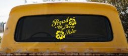 Proud Air Force Sister Hibiscus Flowers Military Car or Truck Window Decal Sticker (Yellow)