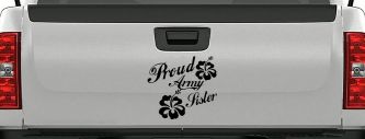 Proud Army Sister Hibiscus Decal Military Car Truck Window Vinyl Sticker (Black)