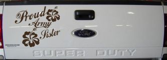 Proud Army Sister Hibiscus Decal Military Car Truck Window Vinyl Sticker (Brown)