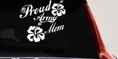 Proud Army Mom Hibiscus Decal for Car Truck Window Military Sticker