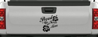 Proud Air Force Mom Hibiscus Flowers Military Car or Truck Window Decal Sticker (Black)