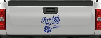 Proud Air Force Mom Hibiscus Flowers Military Car or Truck Window Decal Sticker (Navy)