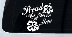 Proud Air Force Mom Hibiscus Flowers Military Car or Truck Window Decal Sticker