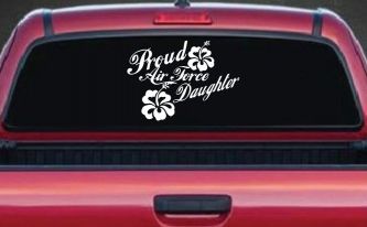 Proud Air Force Daughter Hibiscus Flowers Military Car or Truck Window Decal Sticker