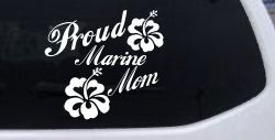 Proud Marine Mom Hibiscus Flowers Military Car or Truck Window Decal Sticker