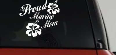 Proud Marine Mom Hibiscus Decal for Car Truck Window Vinyl Sticker