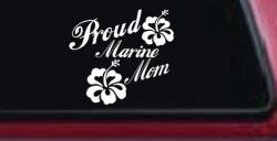 Proud Marine Mom Hibiscus Flowers Military Car or Truck Window Decal Sticker
