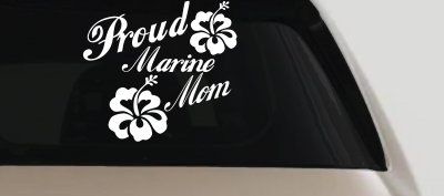 Proud Marine Mom Hibiscus Decal for Car Truck Window Vinyl Sticker