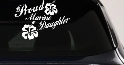Proud Marine Daughter Hibiscus Decal for Car & Truck Windows
