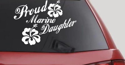 Proud Marine Daughter Hibiscus Decal for Car & Truck Windows