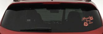 Proud Navy Mom Hibiscus Decal for Car & Truck Windows (Coral)