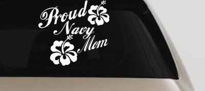 Proud Navy Mom Hibiscus Decal for Car & Truck Windows