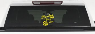 Proud Navy Mom Hibiscus Flowers Military Car or Truck Window Decal Sticker (Yellow)