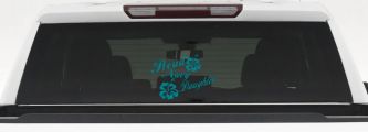 Proud Navy Daughter Hibiscus Flowers Military Car or Truck Window Decal Sticker (Turquoise Blue)