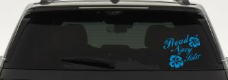 Proud Navy Sister Hibiscus Decal for Car & Truck Windows (Blue)