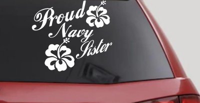 Proud Navy Sister Hibiscus Decal for Car & Truck Windows
