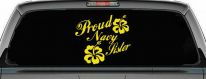 Proud Navy Sister Hibiscus Flowers Military Car or Truck Window Decal Sticker (Yellow)