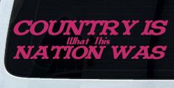 Country Is What This Nation Was Car or Truck Window Decal Sticker (Hot Pink)