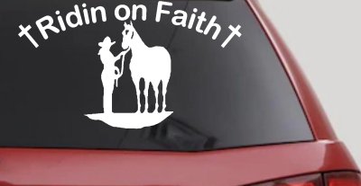 Faith Rodeo Cowgirl Horse Decal Sticker - Western Christian Truck Window Vinyl