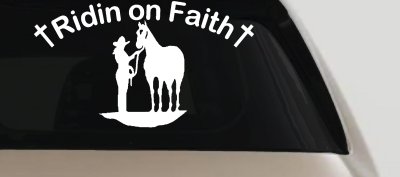 Faith Rodeo Cowgirl Horse Decal Sticker - Western Christian Truck Window Vinyl