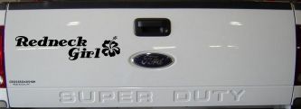 Redneck Girl Hibiscus Flower Country Car or Truck Window Decal Sticker (Black)