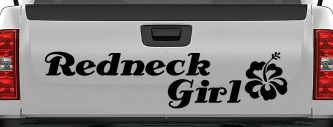 Redneck Girl Hibiscus Flower Country Car or Truck Window Decal Sticker (Black)